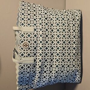 Tory Burch Lattice Tote Blue & Green